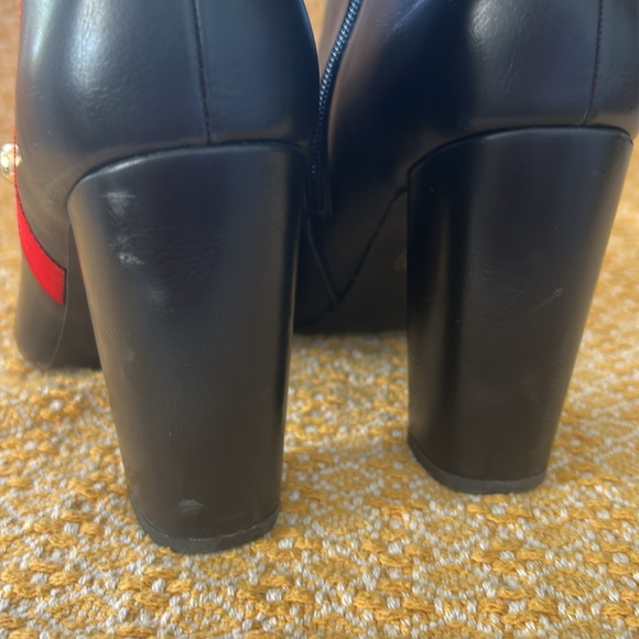 Journee Collection Black and Red Heeled Boots - Picture 2 of 8